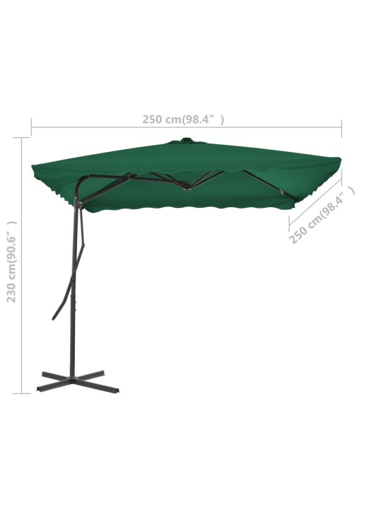 Zahradní slunečník s ocelovou tyčí 250 x 250 cm zelený