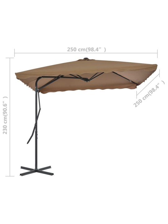 Zahradní slunečník s ocelovou tyčí 250 x 250 cm taupe