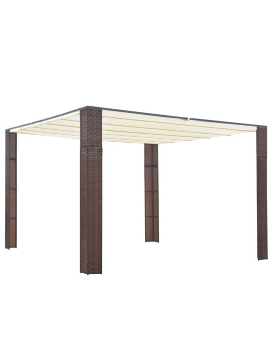 Altán se střechou polyratan 300 x 300 x 200 cm hnědý a krémový