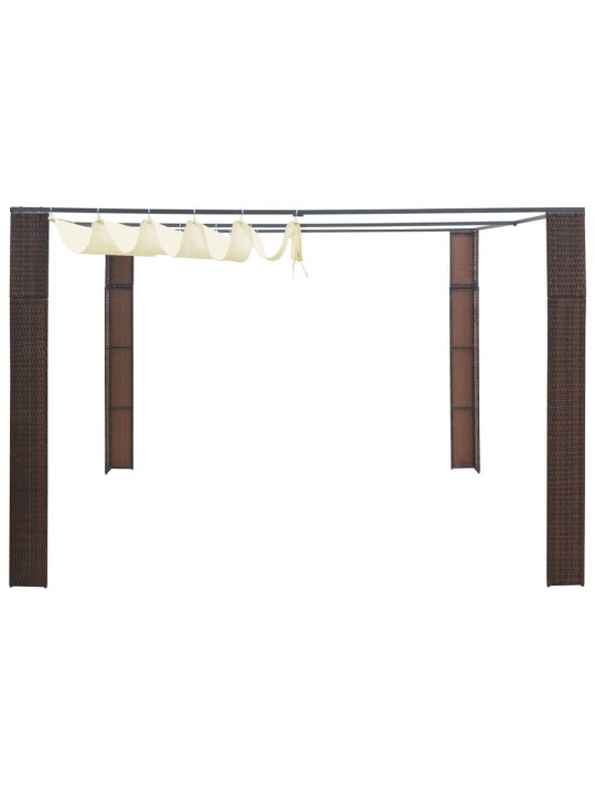 Altán se střechou polyratan 300 x 300 x 200 cm hnědý a krémový