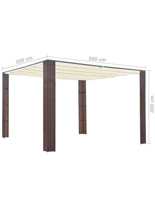 Altán se střechou polyratan 300 x 300 x 200 cm hnědý a krémový