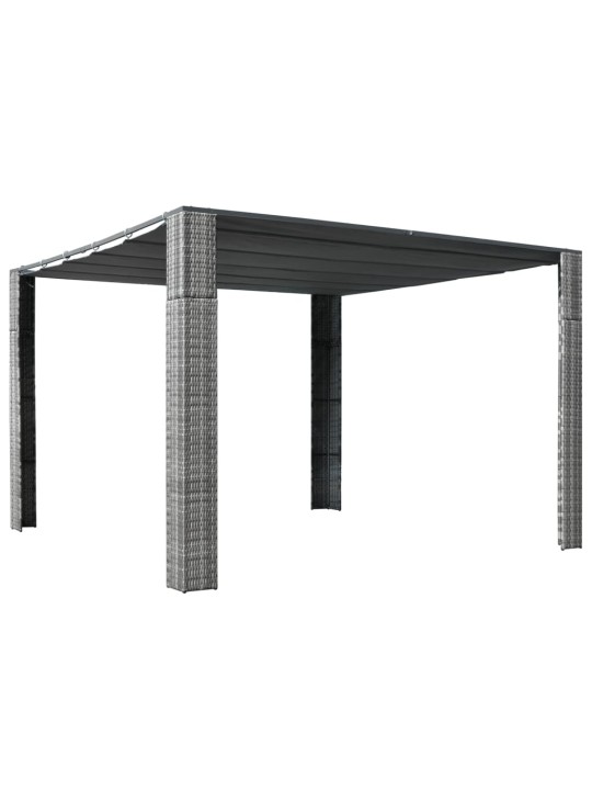 Altán se střechou polyratan 300x300x200 cm šedý a antracitový