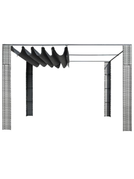 Altán se střechou polyratan 300x300x200 cm šedý a antracitový