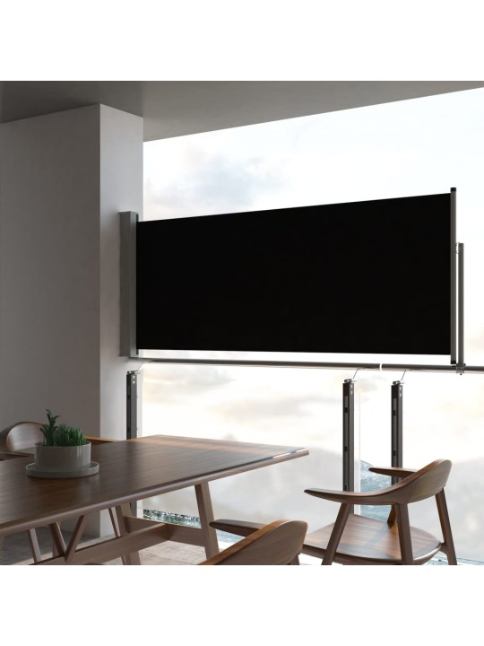 Terasová zatahovací boční markýza 100 x 300 cm černá