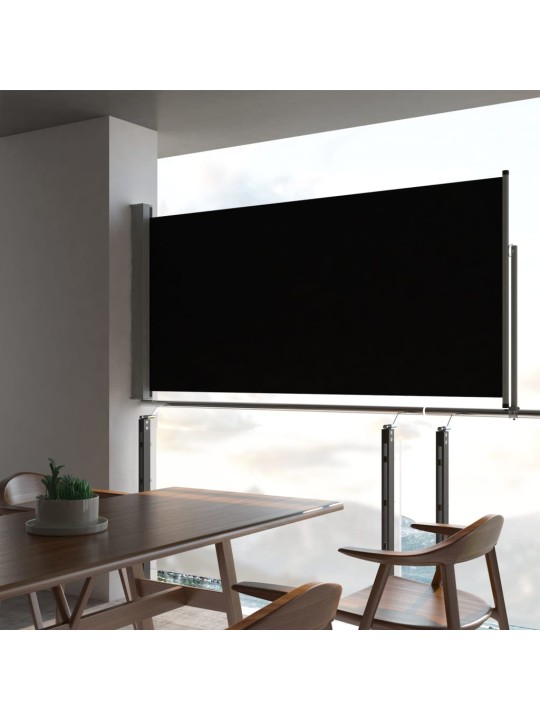 Terasová zatahovací boční markýza 120 x 300 cm černá