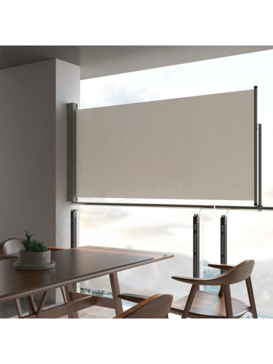 Terasová zatahovací boční markýza 120 x 300 cm krémová