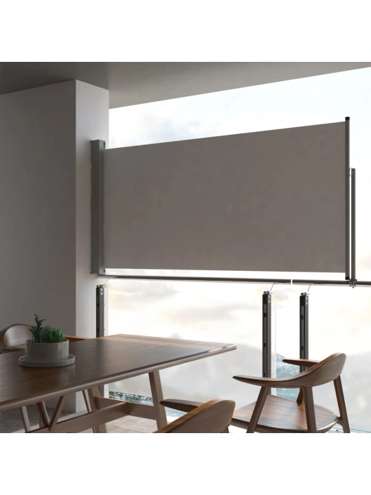 Terasová zatahovací boční markýza 120 x 300 cm šedá