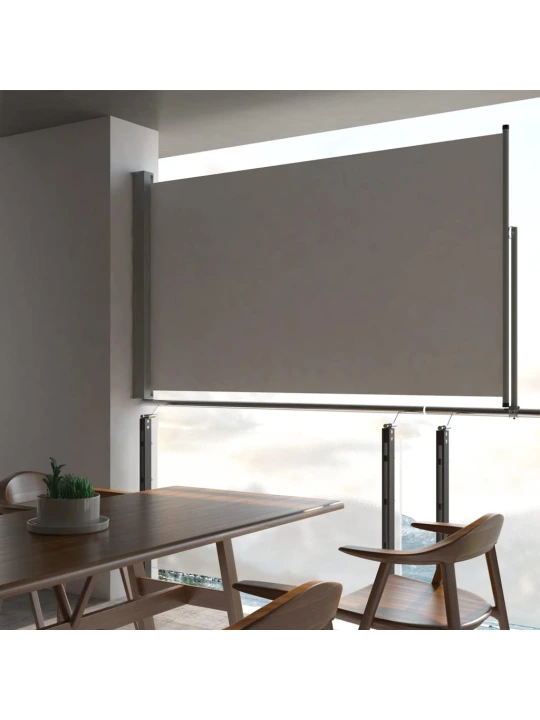 Terasová zatahovací boční markýza 140 x 300 cm šedá