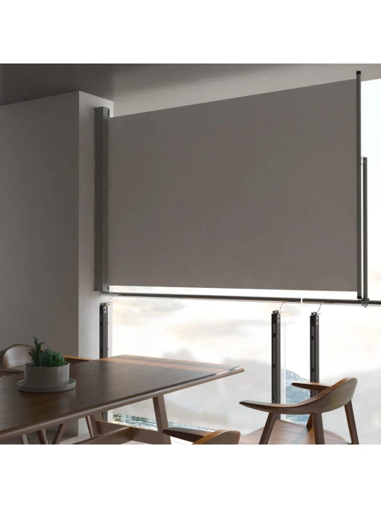 Terasová zatahovací boční markýza 160 x 300 cm šedá