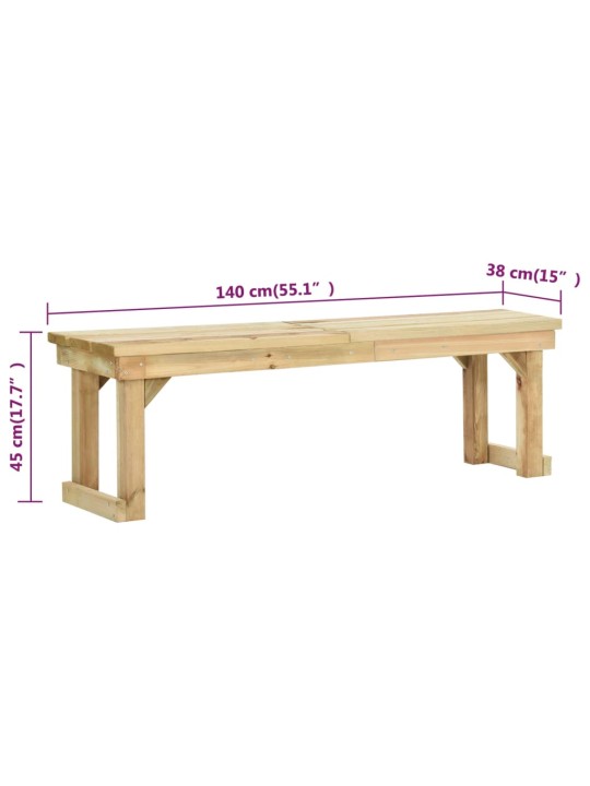 Zahradní lavice 140 cm impregnované borové dřevo