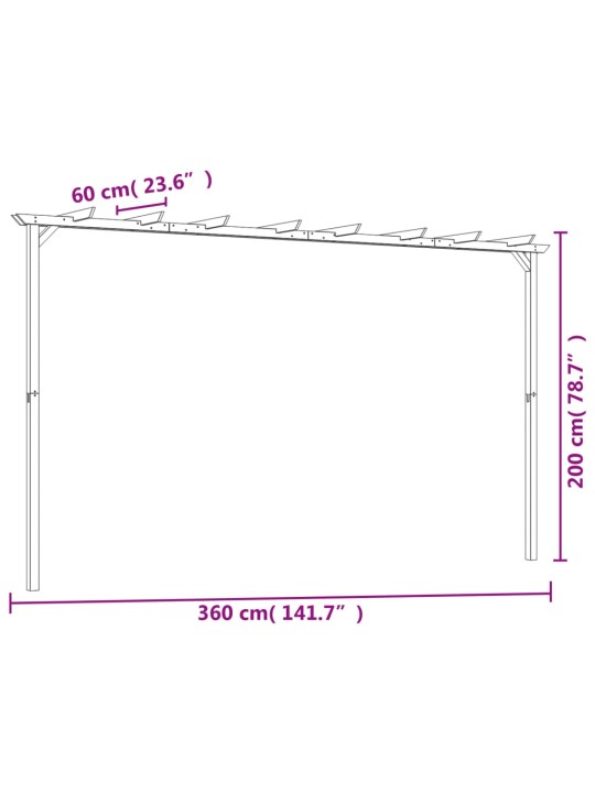 Zahradní pergola impregnovaná borovice 360 x 200 x 60 cm