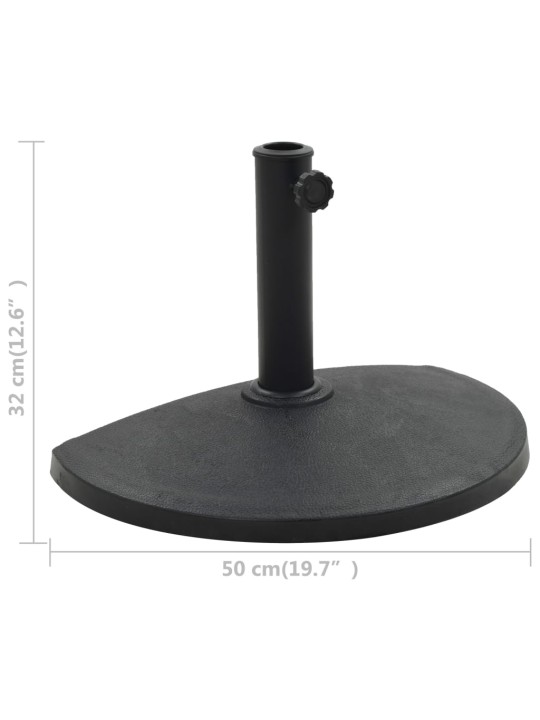 Stojan na slunečník polokruhový černý 9 kg polyresin