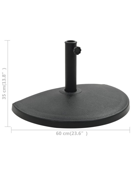 Stojan na slunečník polokruhový černý 15 kg polyresin