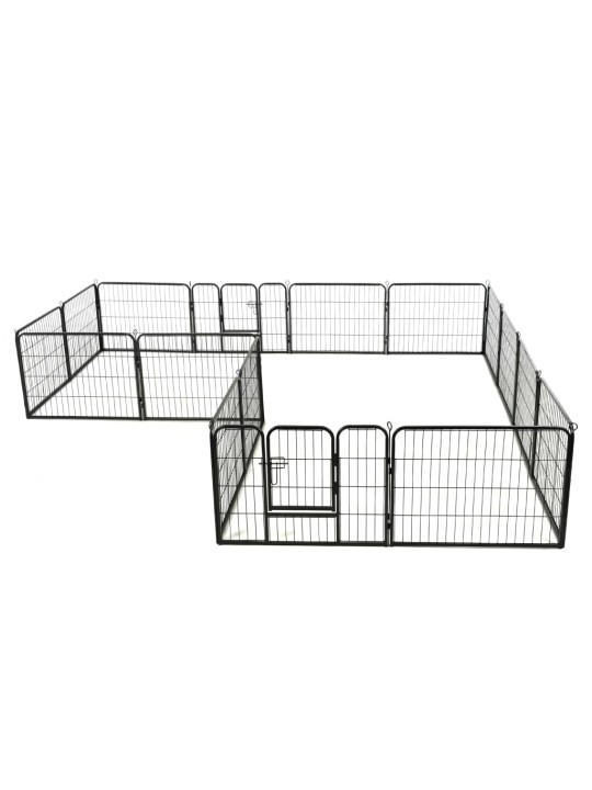 Ohrádka pro psy 16 panelů ocelová 60 x 80 cm černá