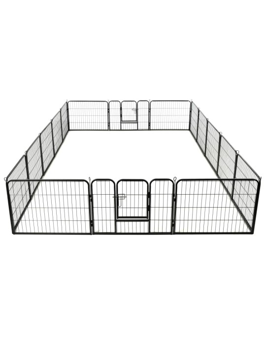 Ohrádka pro psy 16 panelů ocelová 60 x 80 cm černá