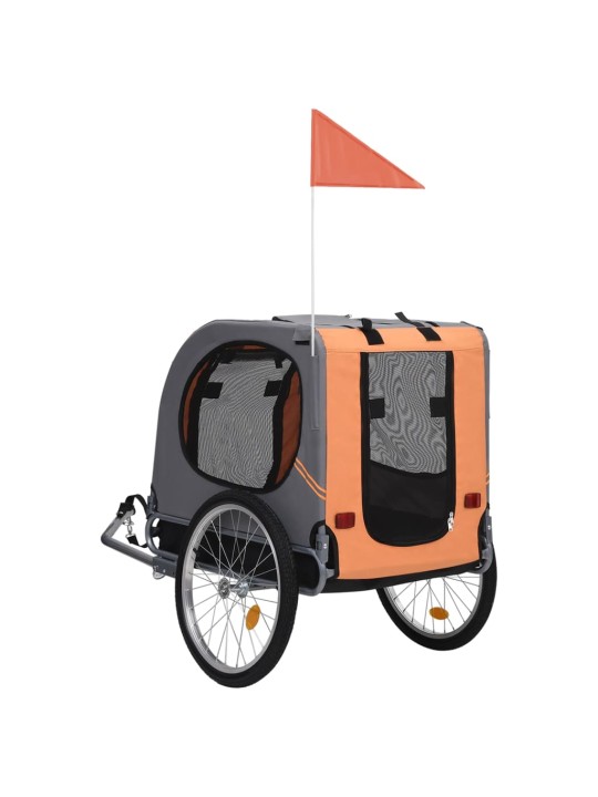 Vozík za kolo pro psa oranžový a šedý