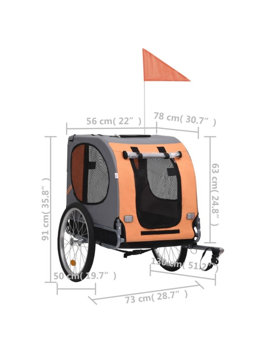 Vozík za kolo pro psa oranžový a šedý