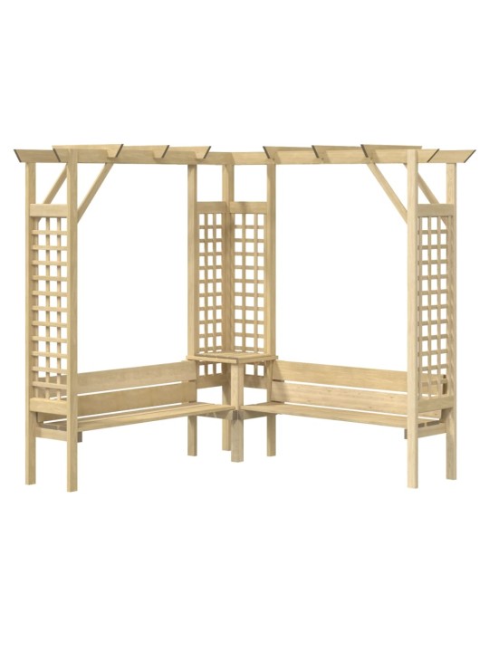 Rohová pergola s lavicí impregnovaná borovice