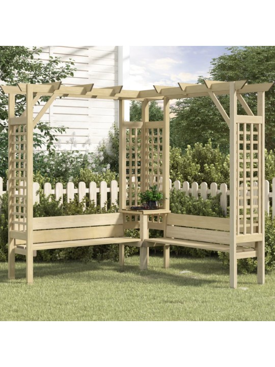 Rohová pergola s lavicí impregnovaná borovice