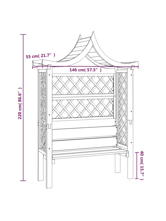 Zahradní pergola se stříškou a lavicí impregnovaná borovice