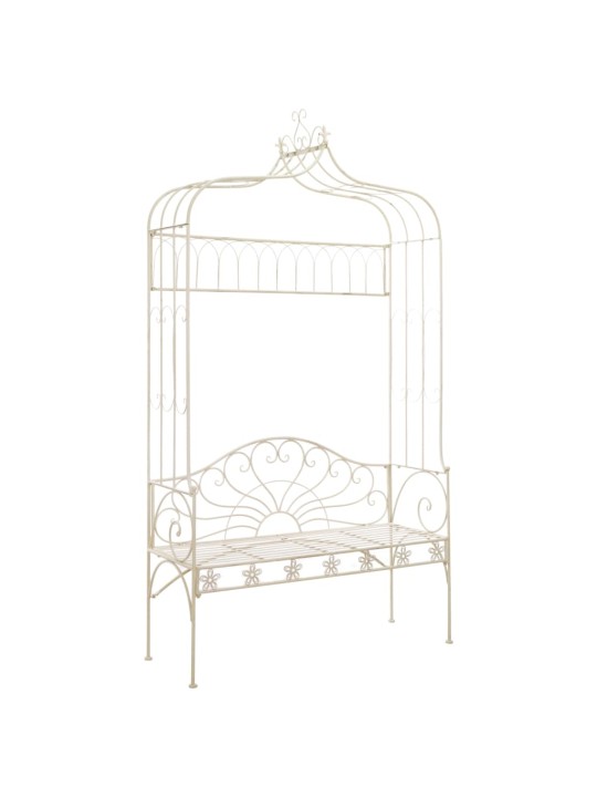 Zahradní lavice 122 cm železná starožitná bílá