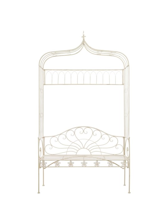 Zahradní lavice 122 cm železná starožitná bílá
