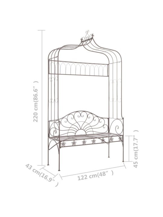 Zahradní lavice 122 cm železná starožitná hnědá