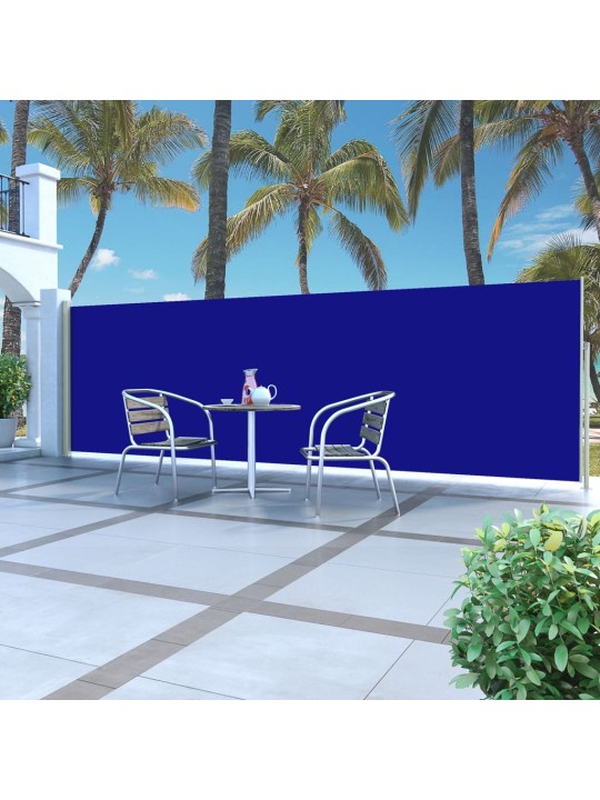 Zatahovací boční markýza / zástěna 160 x 500 cm modrá