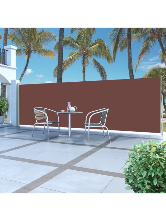 Zatahovací boční markýza / zástěna 160 x 500 cm hnědá