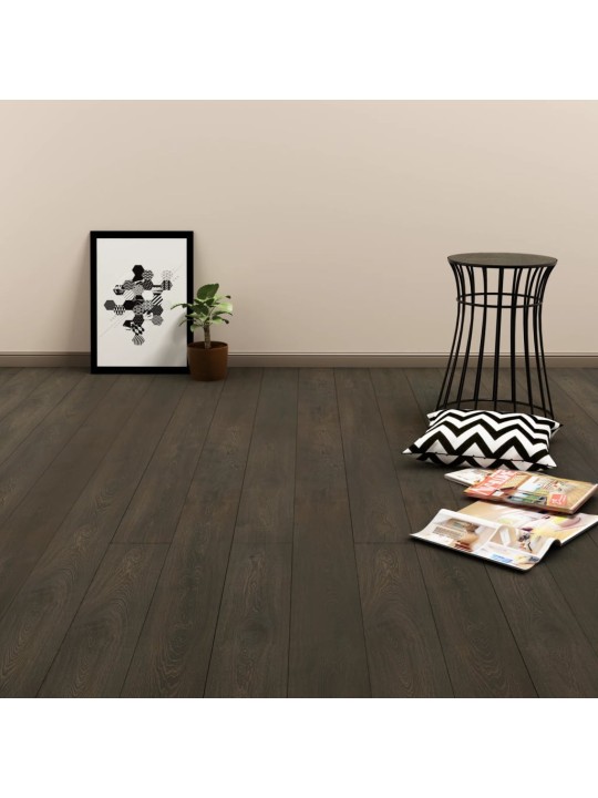 Samolepící podlahová prkna 4,46 m² 3 mm pvc tmavě hnědá