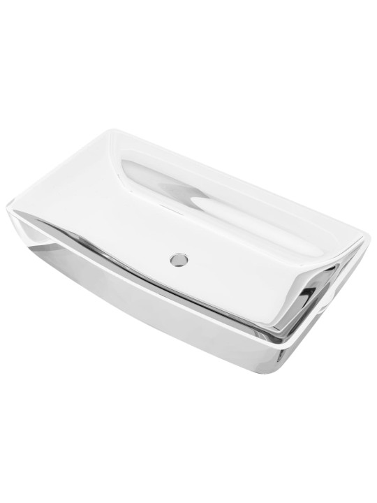 Umyvadlo 71 x 38 x 13,5 cm keramické stříbrné