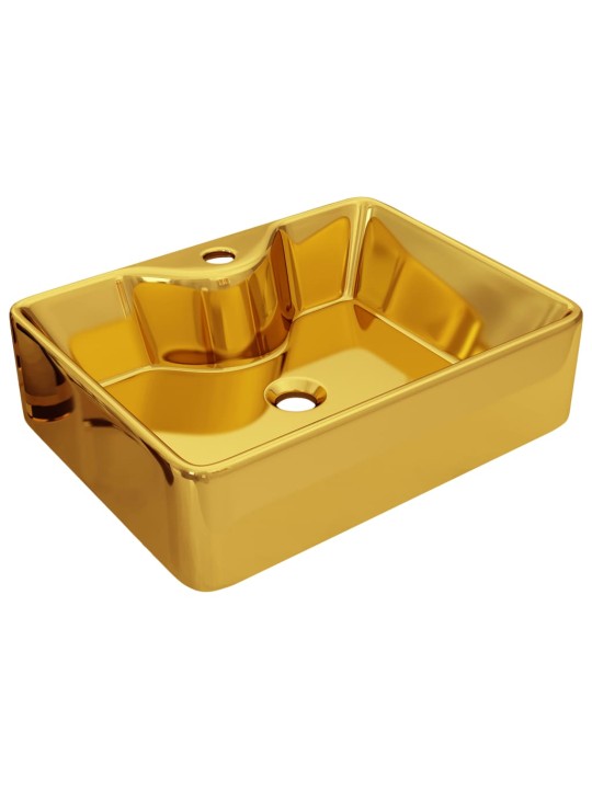 Umyvadlo s otvorem pro baterii zlaté 48 x 37 x 13,5 cm keramika