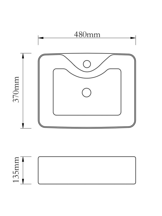 Umyvadlo s otvorem pro baterii zlaté 48 x 37 x 13,5 cm keramika