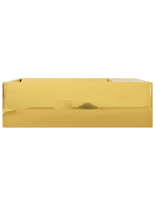 Umyvadlo s přepadem zlaté 49 x 25 x 15 cm keramika