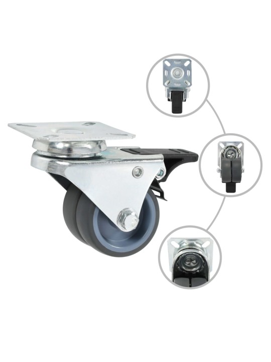 Dvojitá otočná kolečka s dvojitou brzdou 4 ks 50 mm