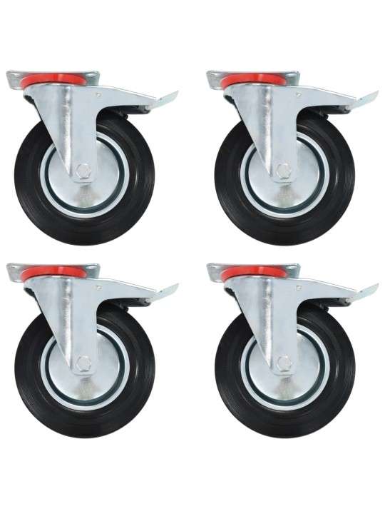 Otočná kolečka s dvojitou brzdou 4 ks 200 mm