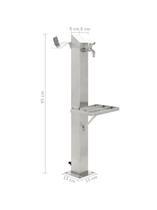 Zahradní sloupek na vodu nerezová ocel čtvercový 95 cm