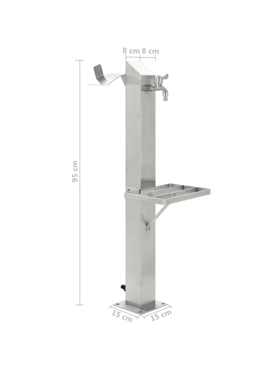 Zahradní sloupek na vodu nerezová ocel čtvercový 95 cm