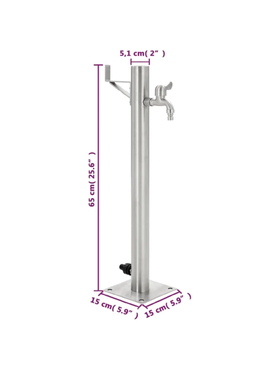 Zahradní sloupek na vodu nerezová ocel kulatý 65 cm