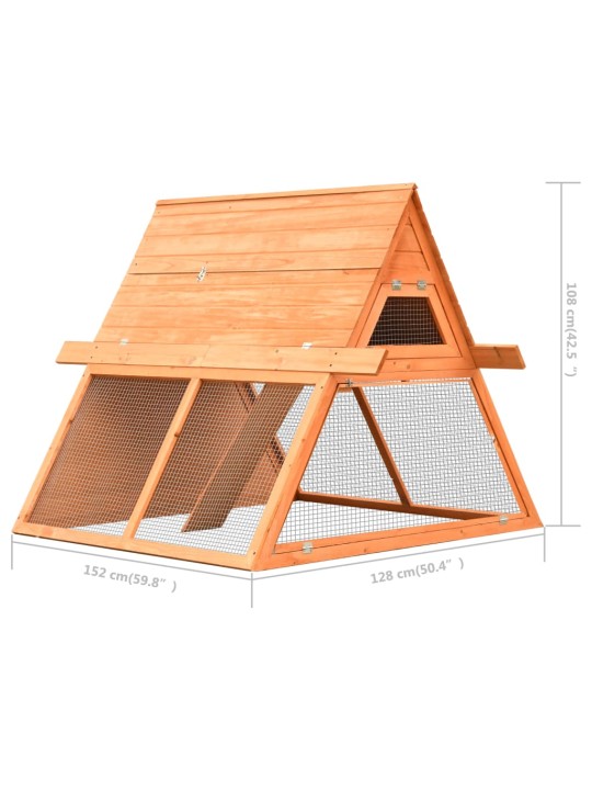 Králíkárna 152 x 128 x 108 cm masivní borové a jedlové dřevo