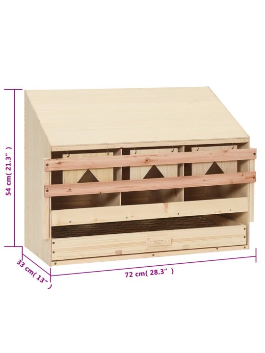 Snáškové hnízdo 3 boxy 72 x 33 x 54 cm masivní borové dřevo