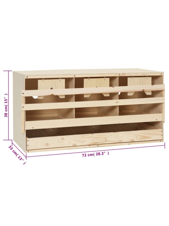 Snáškové hnízdo 3 boxy 72 x 33 x 38 cm masivní borové dřevo