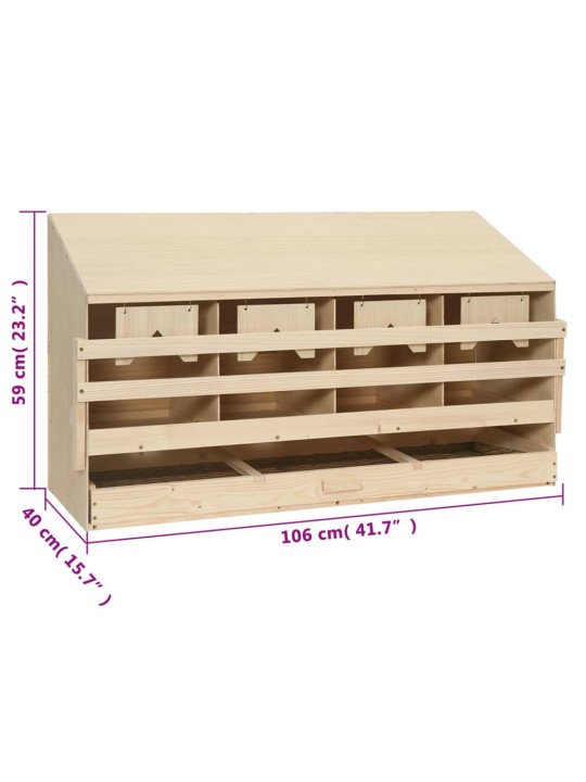 Snáškové hnízdo 4 boxy 106 x 40 x 59 cm masivní borové dřevo