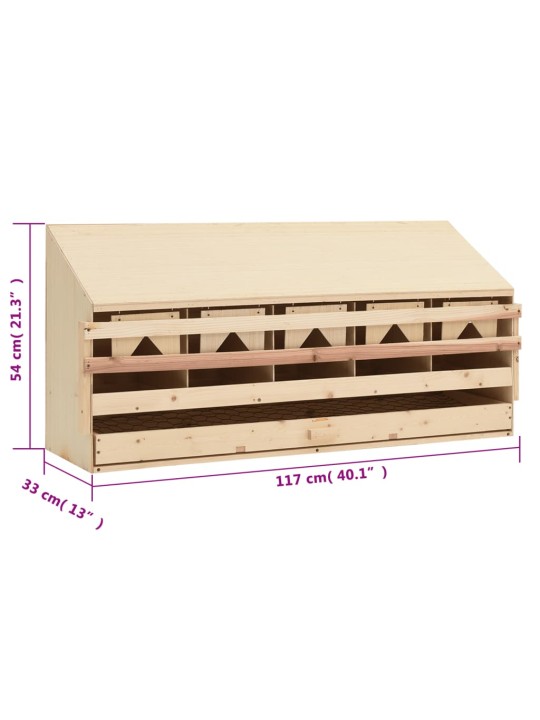 Snáškové hnízdo 5 boxů 117 x 33 x 54 cm masivní borové dřevo