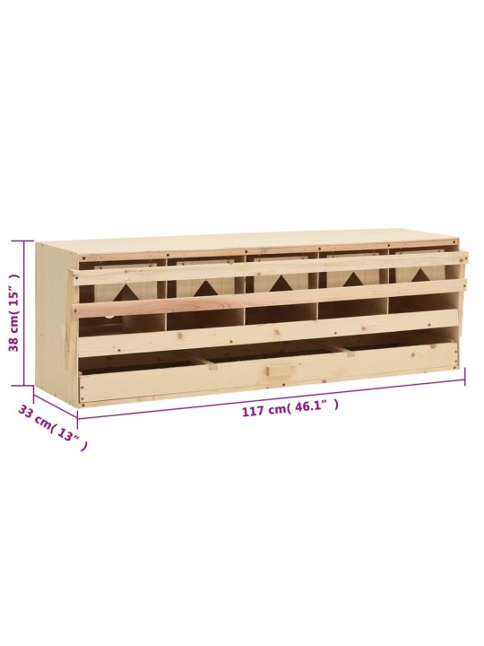 Snáškové hnízdo 5 boxů 117 x 33 x 38 cm masivní borové dřevo
