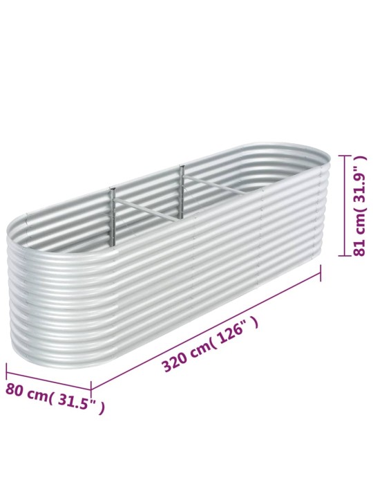 Vyvýšený záhon 320 x 80 x 81 cm pozinkovaná ocel stříbrný