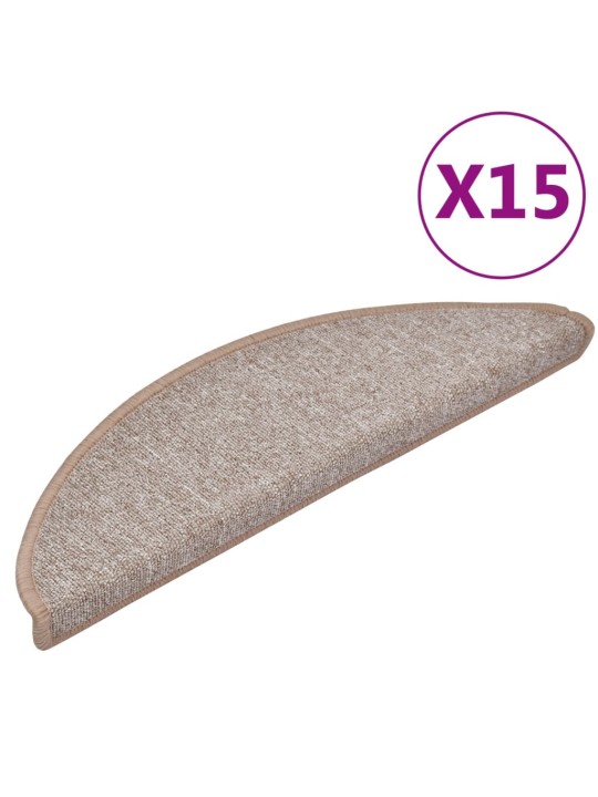 15 ks Nášlapy na schody světle hnědé 56 x 17 x 3 cm