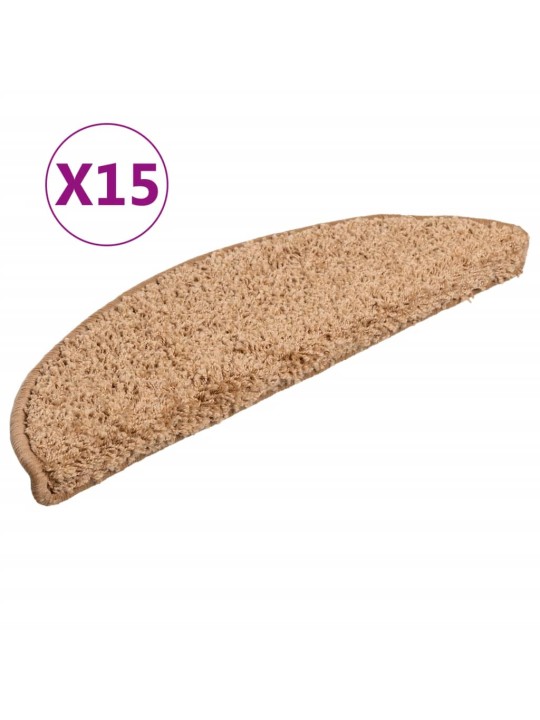 Nášlapy na schody 15 ks béžové 56x17x3 cm