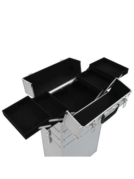 Kosmetický kufřík na kolečkách hliník stříbrný