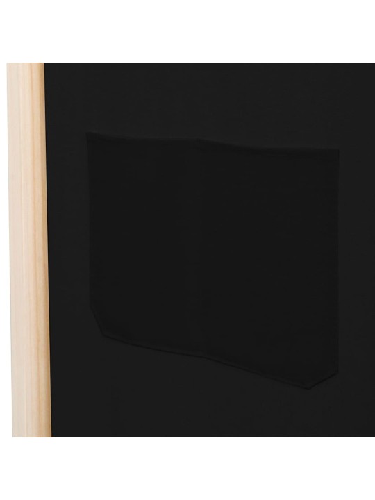 5dílný paraván černý 200 x 170 x 4 cm textil